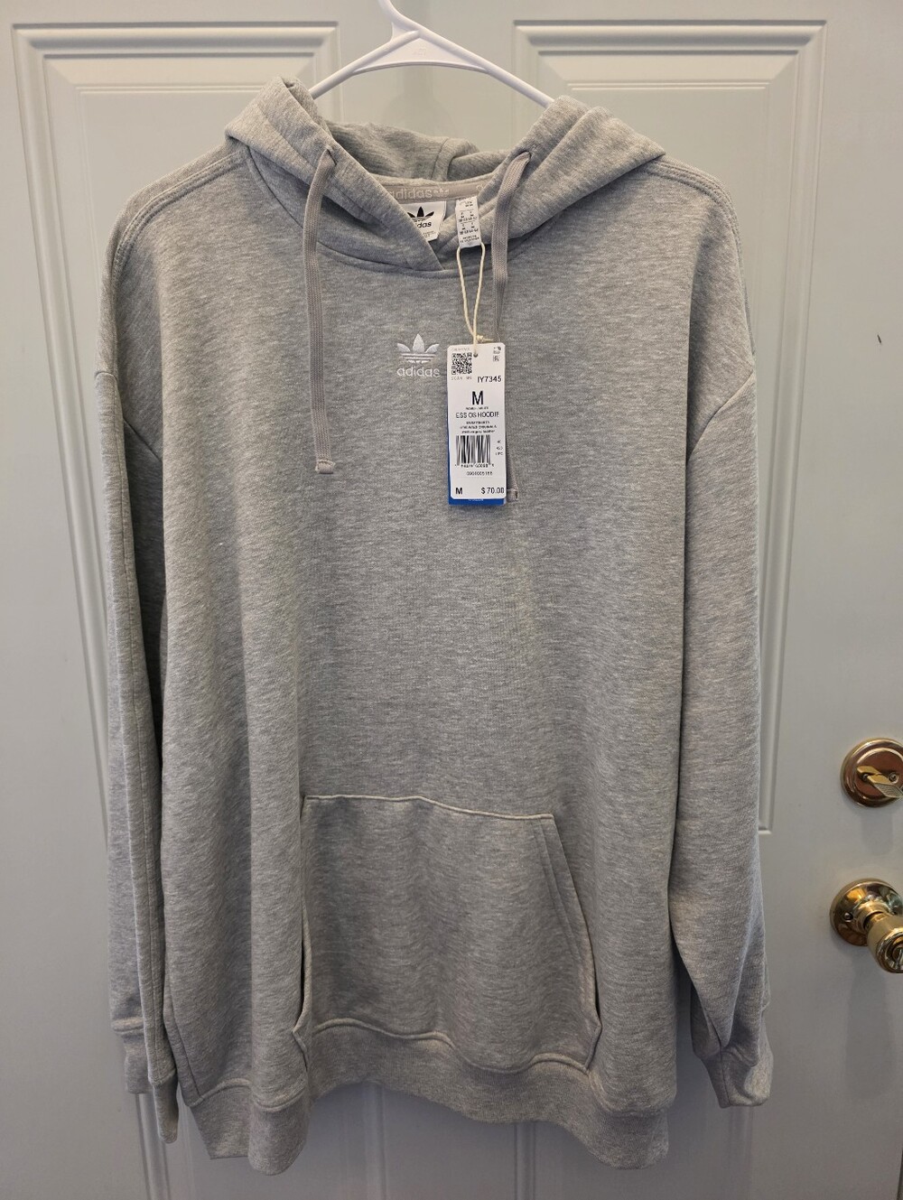 adidas Light Gray Trefoil Pullover Hoodie - Men's Medium-New With Tags